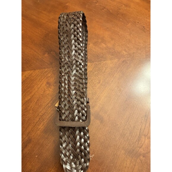Newport News Wide Brown Woven Leather Belt 4” Wide Small/Medium Rn 114261 main image 6